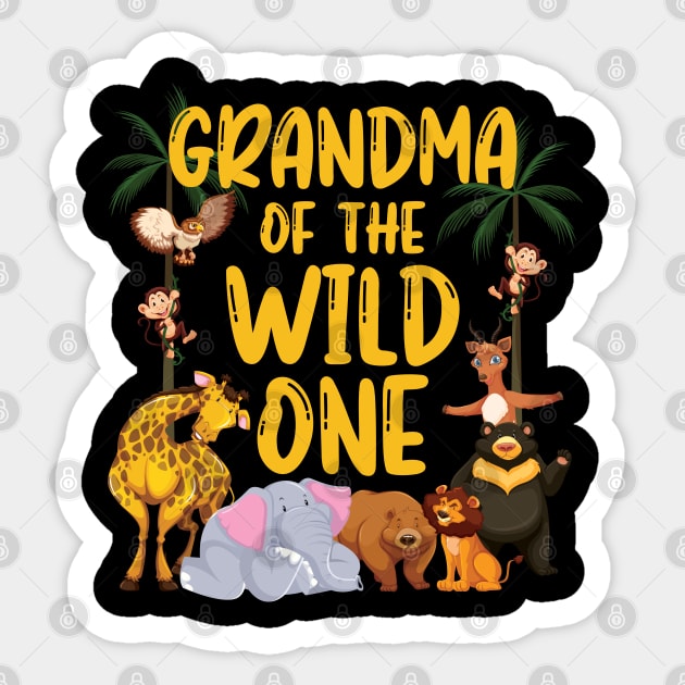 Grandma Of The Wild One Zoo Birthday Safari Jungle Animal Sticker by badCasperTess